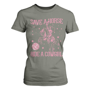 Save A Horse Ride A Cowgirl T Shirt For Women Subtle Lesbian Cowgirl Western LGBTQ Pride Month TS10 Military Green Print Your Wear