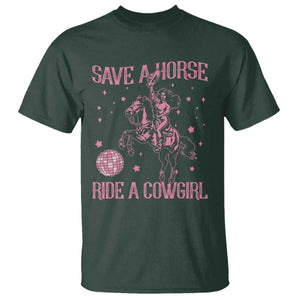 Save A Horse Ride A Cowgirl T Shirt Subtle Lesbian Cowgirl Western LGBTQ Pride Month TS10 Dark Forest Green Print Your Wear