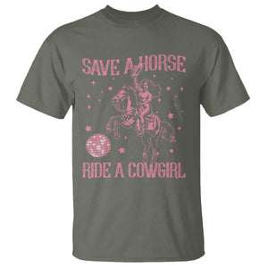 Save A Horse Ride A Cowgirl T Shirt Subtle Lesbian Cowgirl Western LGBTQ Pride Month TS10 Military Green Print Your Wear