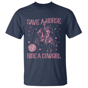 Save A Horse Ride A Cowgirl T Shirt Subtle Lesbian Cowgirl Western LGBTQ Pride Month TS10 Navy Print Your Wear