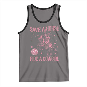 Save A Horse Ride A Cowgirl Tank Top Subtle Lesbian Cowgirl Western LGBTQ Pride Month TS10 Deep Heather Black Print Your Wear