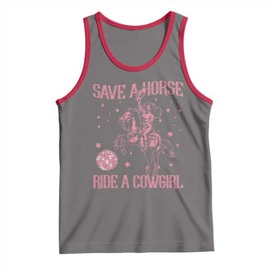 Save A Horse Ride A Cowgirl Tank Top Subtle Lesbian Cowgirl Western LGBTQ Pride Month TS10 Deep Heather Red Print Your Wear