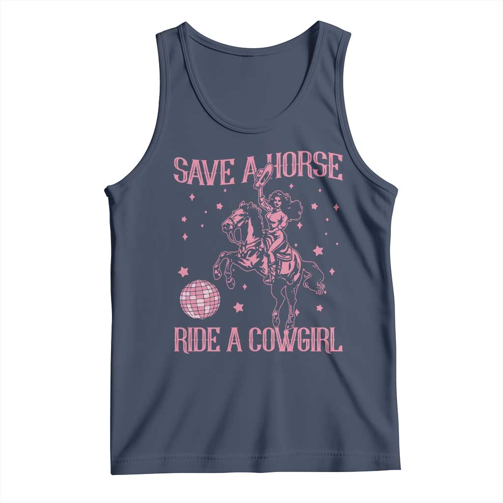 Save A Horse Ride A Cowgirl Tank Top Subtle Lesbian Cowgirl Western LGBTQ Pride Month TS10 Navy Print Your Wear