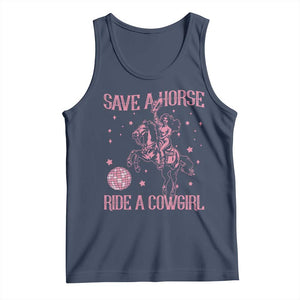 Save A Horse Ride A Cowgirl Tank Top Subtle Lesbian Cowgirl Western LGBTQ Pride Month TS10 Navy Print Your Wear