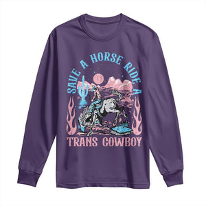 Save A Horse Ride A Trans Cowboy Long Sleeve Shirt Transgender Trans Pride LGBTQ TS10 Purple Print Your Wear