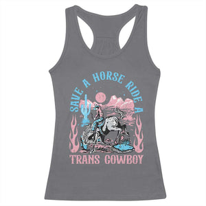 Save A Horse Ride A Trans Cowboy Racerback Tank Top Transgender Trans Pride LGBTQ TS10 Charcoal Print Your Wear