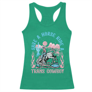 Save A Horse Ride A Trans Cowboy Racerback Tank Top Transgender Trans Pride LGBTQ TS10 Irish Green Print Your Wear