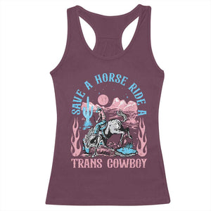 Save A Horse Ride A Trans Cowboy Racerback Tank Top Transgender Trans Pride LGBTQ TS10 Maroon Print Your Wear