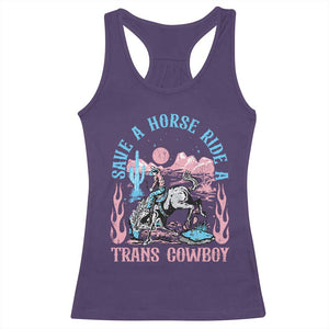 Save A Horse Ride A Trans Cowboy Racerback Tank Top Transgender Trans Pride LGBTQ TS10 Purple Print Your Wear