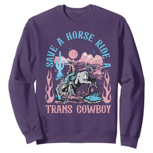 Save A Horse Ride A Trans Cowboy Sweatshirt Transgender Trans Pride LGBTQ TS10 Purple Print Your Wear