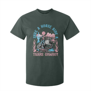 Save A Horse Ride A Trans Cowboy T Shirt For Kid Transgender Trans Pride LGBTQ TS10 Dark Forest Green Print Your Wear