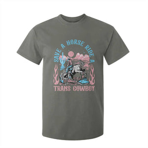 Save A Horse Ride A Trans Cowboy T Shirt For Kid Transgender Trans Pride LGBTQ TS10 Military Green Print Your Wear