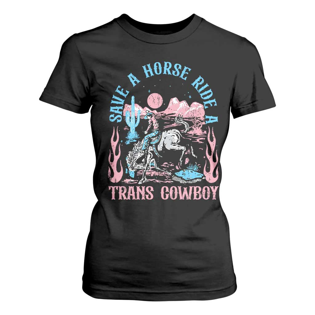 Save A Horse Ride A Trans Cowboy T Shirt For Women Transgender Trans Pride LGBTQ TS10 Black Print Your Wear