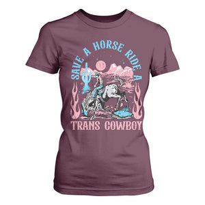 Save A Horse Ride A Trans Cowboy T Shirt For Women Transgender Trans Pride LGBTQ TS10 Maroon Print Your Wear