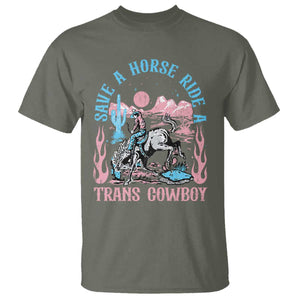 Save A Horse Ride A Trans Cowboy T Shirt Transgender Trans Pride LGBTQ TS10 Military Green Print Your Wear