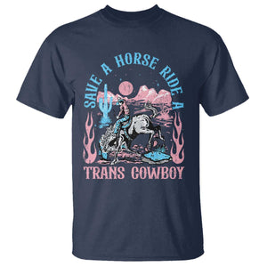 Save A Horse Ride A Trans Cowboy T Shirt Transgender Trans Pride LGBTQ TS10 Navy Print Your Wear
