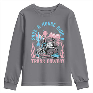 Save A Horse Ride A Trans Cowboy Youth Sweatshirt Transgender Trans Pride LGBTQ TS10 Charcoal Print Your Wear