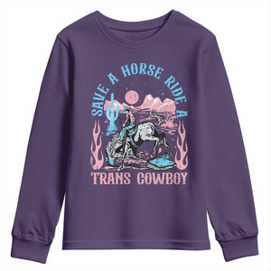 Save A Horse Ride A Trans Cowboy Youth Sweatshirt Transgender Trans Pride LGBTQ TS10 Purple Print Your Wear
