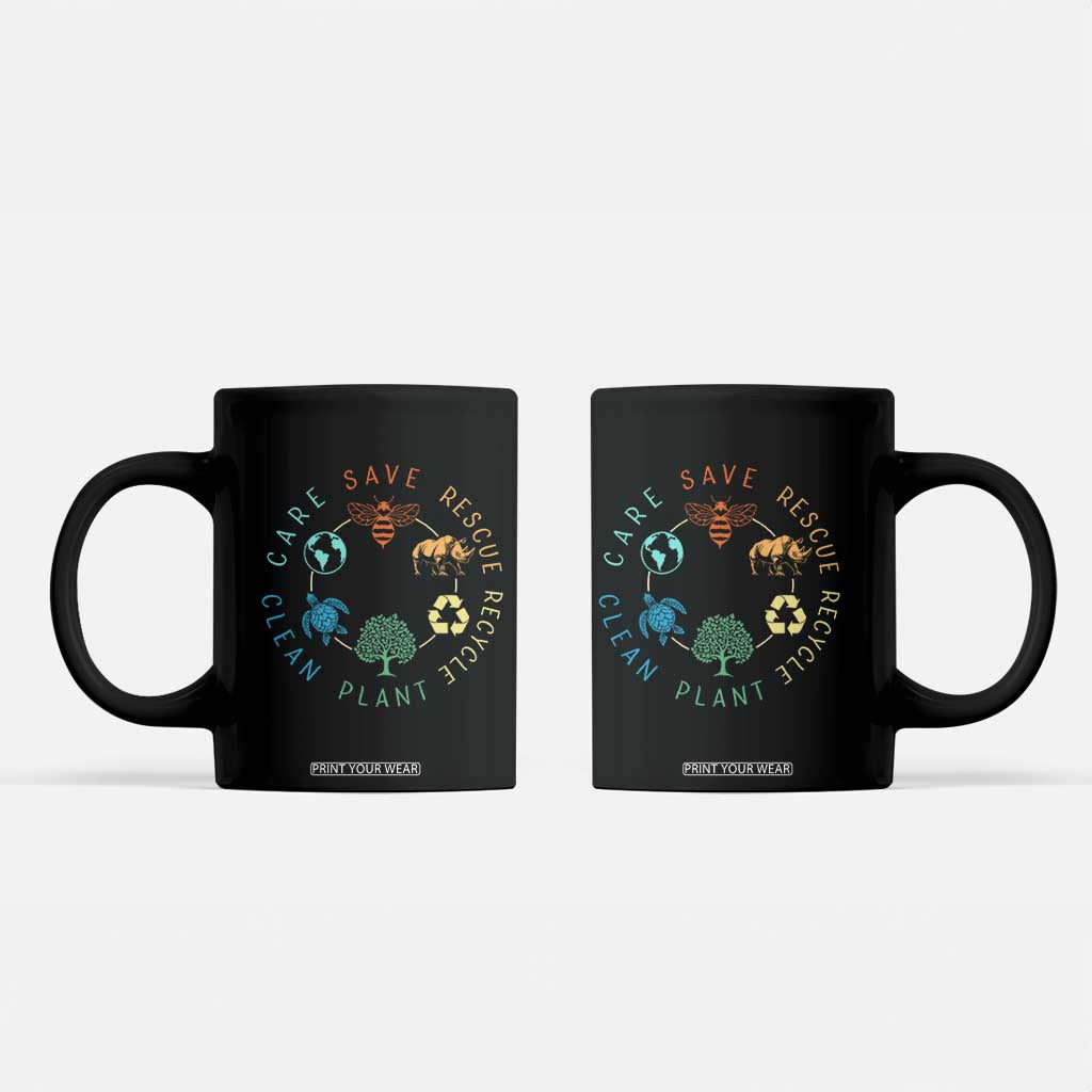 Save Bees Rescue Animals Recycle Plastic Coffee Mug Earth Day Protect The Environment TS02 Black Print Your Wear