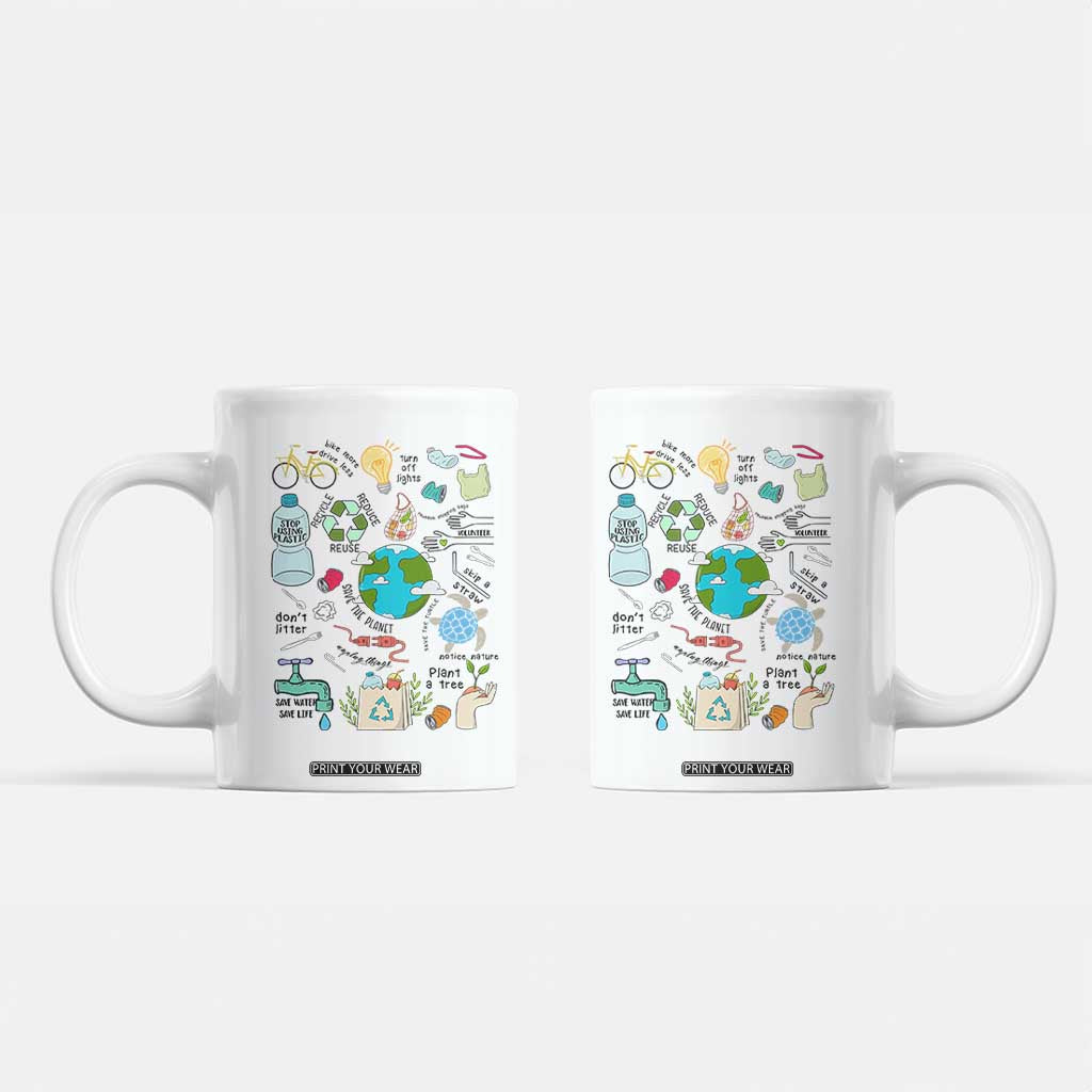 Save The Planet Coffee Mug Earth Day Protect Nature Environmental Recycling TS02 White Print Your Wear