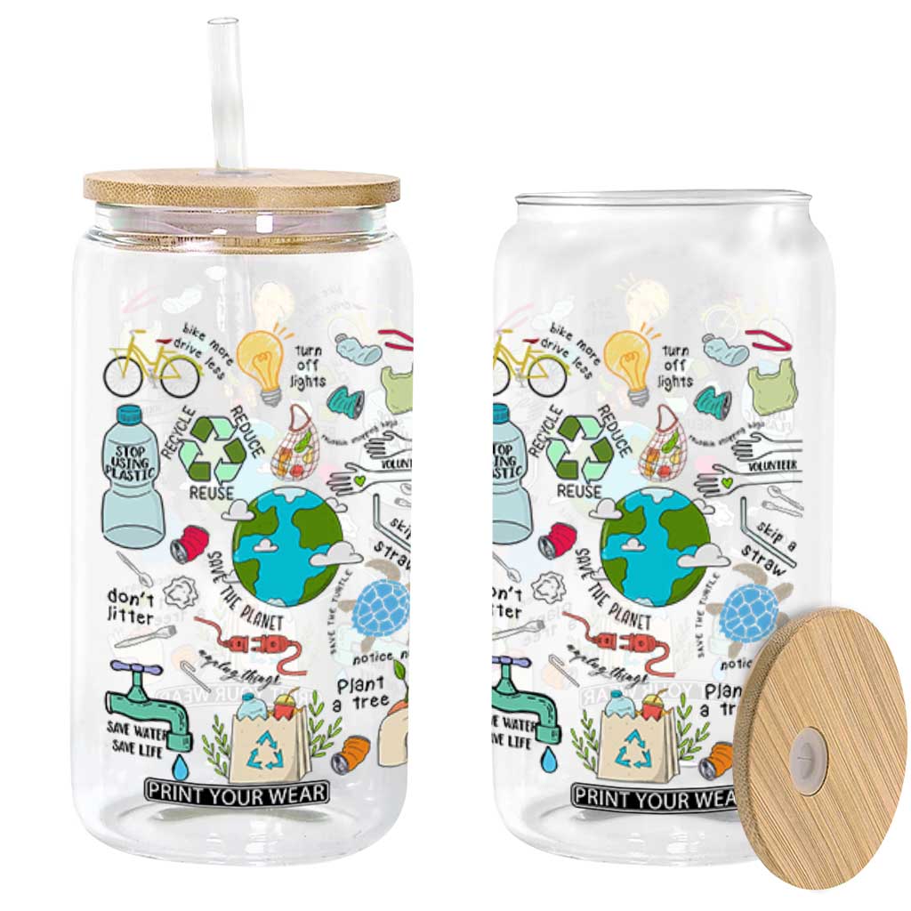 Save The Planet Glass Can Earth Day Protect Nature Environmental Recycling TS02 White Print Your Wear