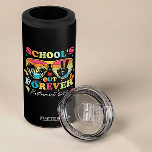 School's Out Forever Retired Teacher 2025 4 in 1 Can Cooler Tumbler Groovy Retirement TS10 Print Your Wear
