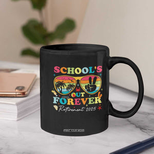 School's Out Forever Retired Teacher 2025 Coffee Mug Groovy Retirement TS10 Print Your Wear