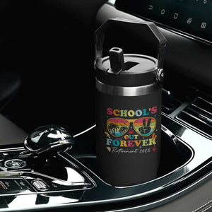 School's Out Forever Retired Teacher 2025 Flip Straw Tumbler Groovy Retirement TS10 Print Your Wear