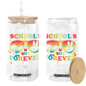 School's Out Forever Retired Teacher 2025 Glass Can Groovy Retirement TS10 Black Print Your Wear