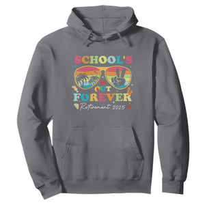 School's Out Forever Retired Teacher 2025 Hoodie Groovy Retirement TS10 Charcoal Print Your Wear