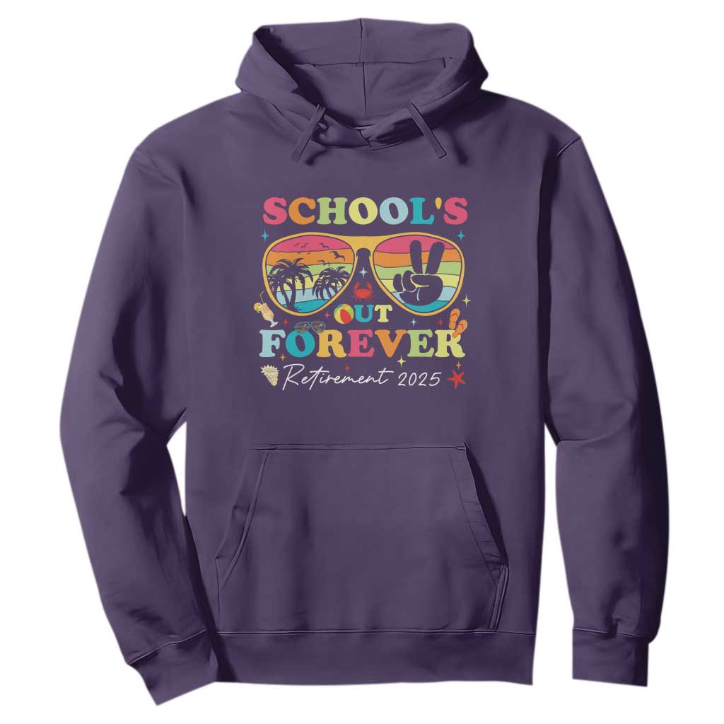 School's Out Forever Retired Teacher 2025 Hoodie Groovy Retirement TS10 Purple Print Your Wear