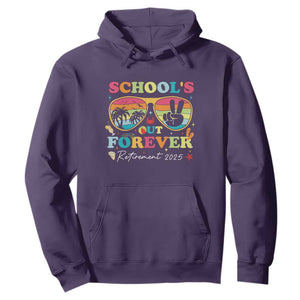 School's Out Forever Retired Teacher 2025 Hoodie Groovy Retirement TS10 Purple Print Your Wear