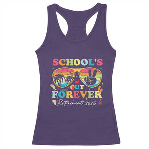 School's Out Forever Retired Teacher 2025 Racerback Tank Top Groovy Retirement TS10 Purple Print Your Wear