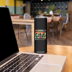 School's Out Forever Retired Teacher 2025 Skinny Tumbler Groovy Retirement TS10 Print Your Wear