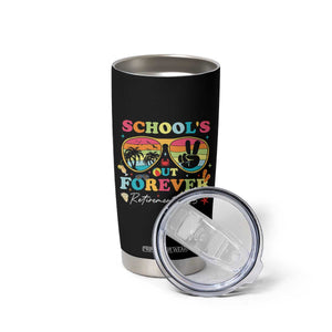 School's Out Forever Retired Teacher 2025 Tumbler Cup Groovy Retirement TS10 Print Your Wear