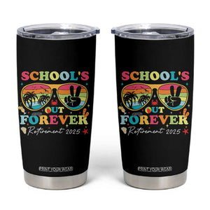 School's Out Forever Retired Teacher 2025 Tumbler Cup Groovy Retirement TS10 Black Print Your Wear