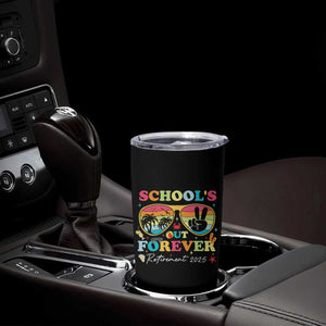 School's Out Forever Retired Teacher 2025 Tumbler Cup Groovy Retirement TS10 Print Your Wear