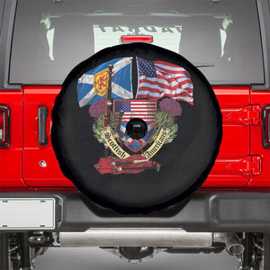 Scottish American Heritage Month Spare Tire Cover Bagpipe Vintage Scottish American Flag Thistle TS11 Black Print Your Wear