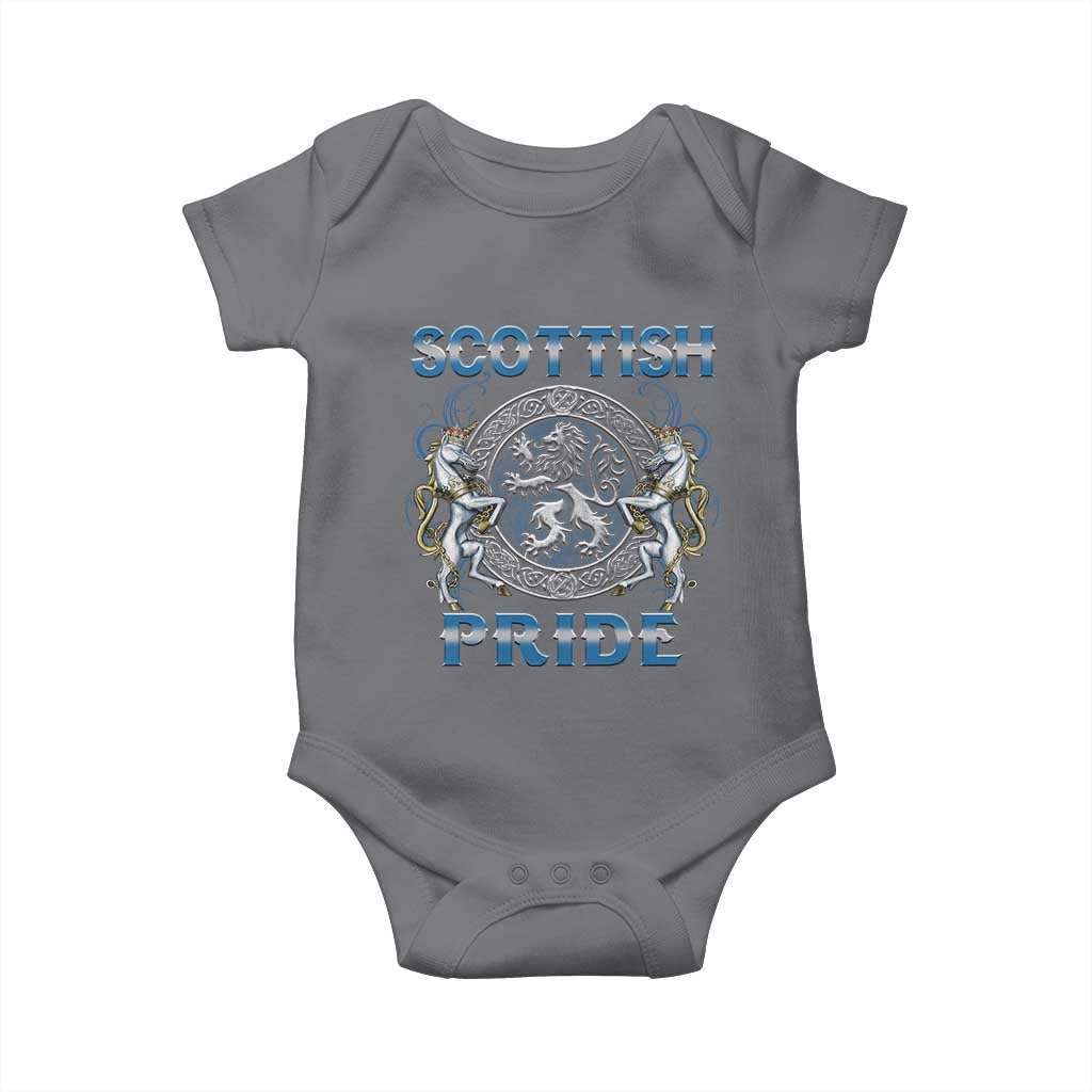 Scottish Pride Baby Onesie Lion Rampant Unicorns Scottish Flag TS11 Charcoal Print Your Wear