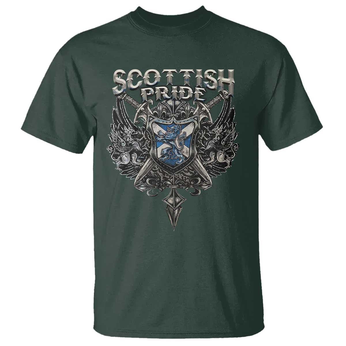 Scottish Pride Celtic Scotland Lion Rampant T Shirt TS11 Dark Forest Green Print Your Wear