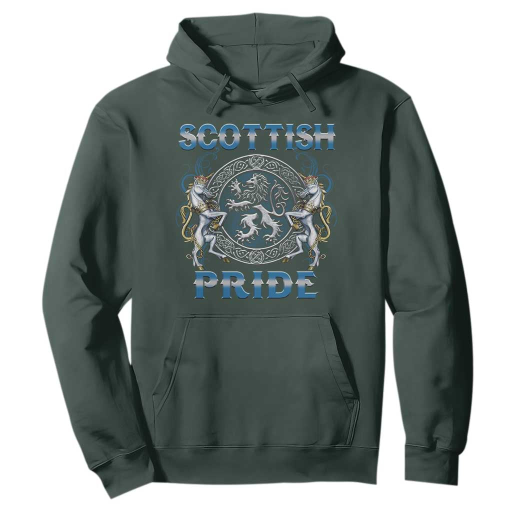Scottish Pride Hoodie Lion Rampant Unicorns Scottish Flag TS11 Dark Forest Green Print Your Wear