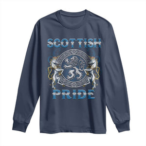 Scottish Pride Long Sleeve Shirt Lion Rampant Unicorns Scottish Flag TS11 Navy Print Your Wear