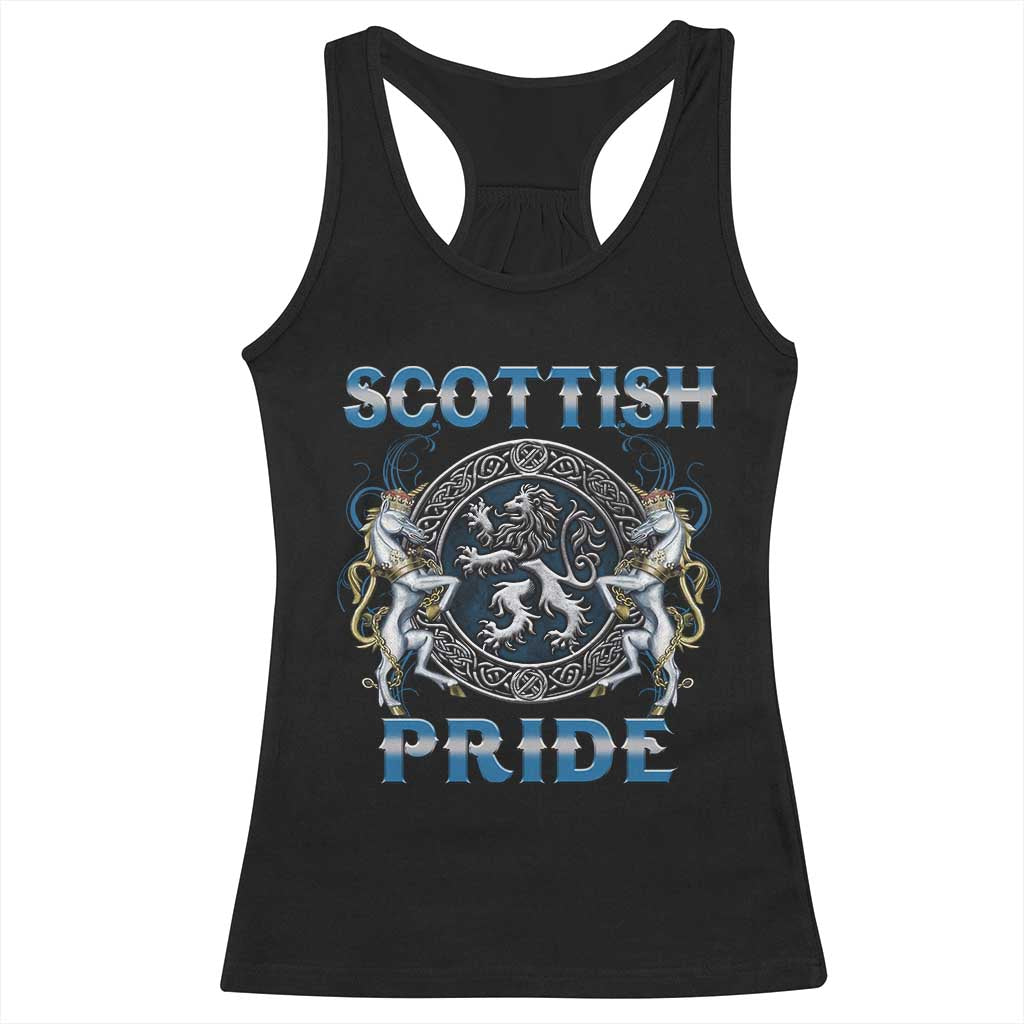 Scottish Pride Racerback Tank Top Lion Rampant Unicorns Scottish Flag TS11 Black Print Your Wear