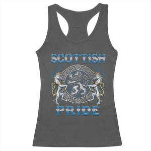 Scottish Pride Racerback Tank Top Lion Rampant Unicorns Scottish Flag TS11 Dark Heather Print Your Wear