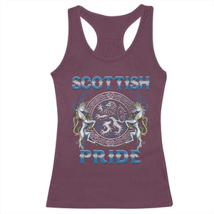 Scottish Pride Racerback Tank Top Lion Rampant Unicorns Scottish Flag TS11 Maroon Print Your Wear
