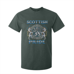 Scottish Pride T Shirt For Kid Lion Rampant Unicorns Scottish Flag TS11 Dark Forest Green Print Your Wear