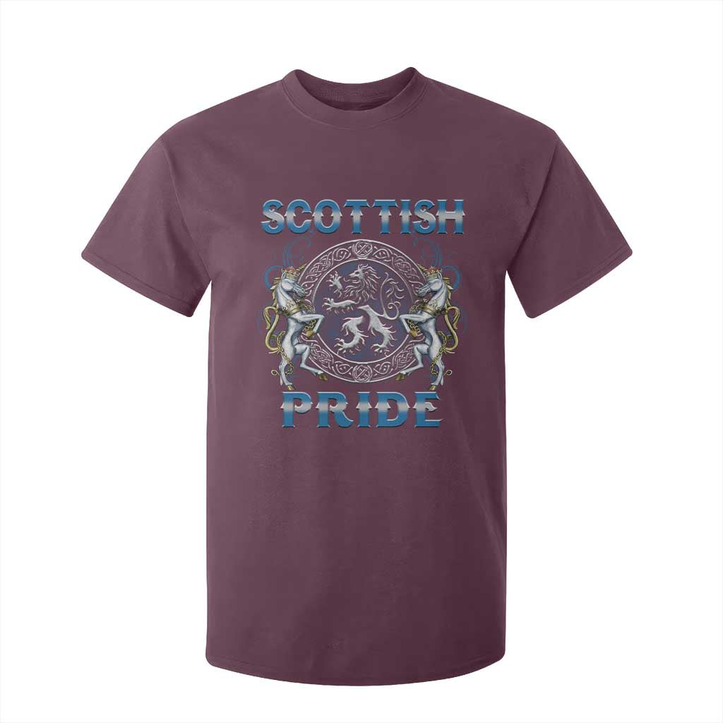Scottish Pride T Shirt For Kid Lion Rampant Unicorns Scottish Flag TS11 Maroon Print Your Wear
