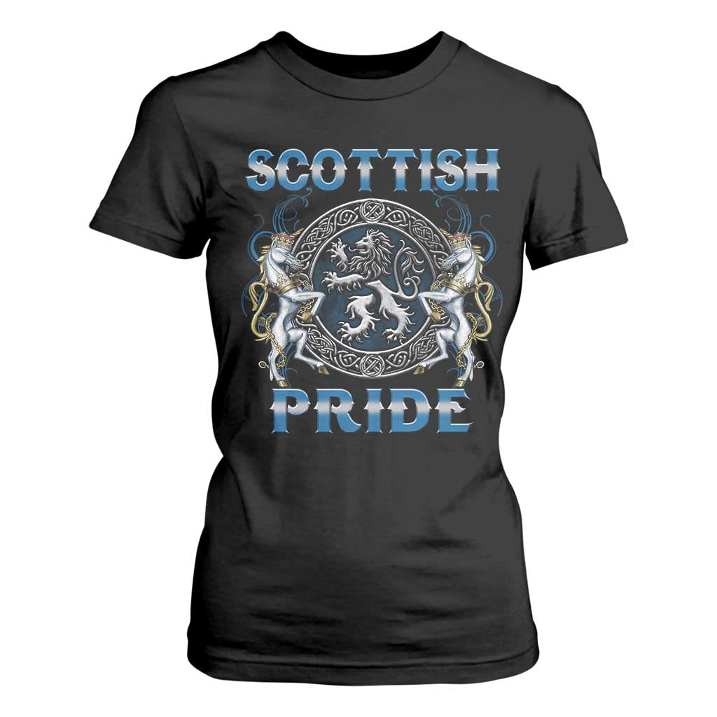Scottish Pride T Shirt For Women Lion Rampant Unicorns Scottish Flag TS11 Black Print Your Wear