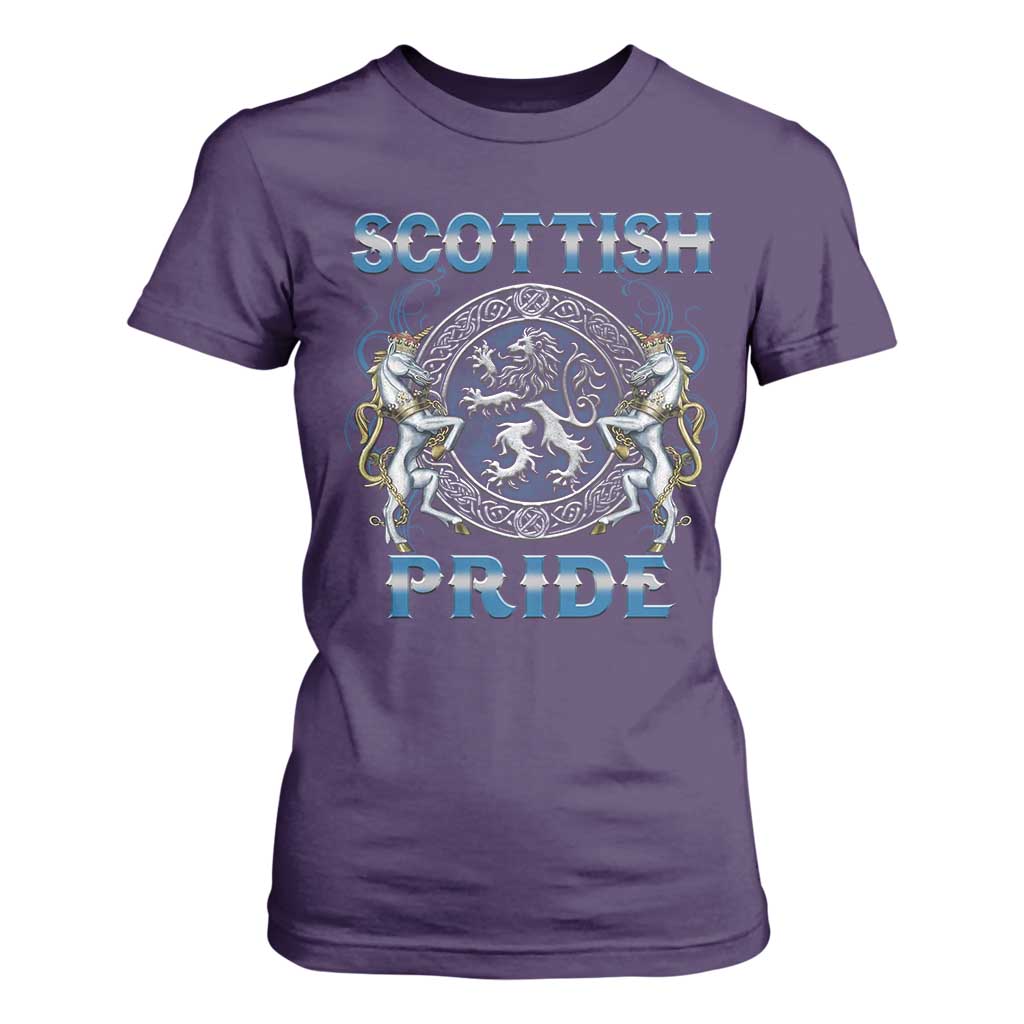 Scottish Pride T Shirt For Women Lion Rampant Unicorns Scottish Flag TS11 Purple Print Your Wear
