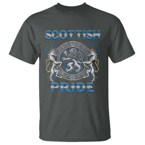 Scottish Pride T Shirt Lion Rampant Unicorns Scottish Flag TS11 Dark Heather Print Your Wear